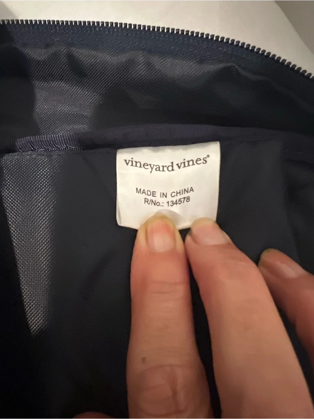 Vineyard Vines Whale Blue and White striped Backpack